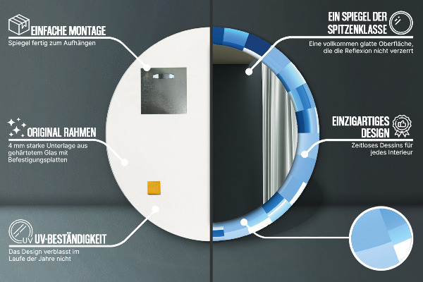 Runder spiegel aufdruck Blau Abstract