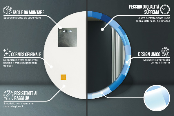 Runder spiegel aufdruck Blau Abstract