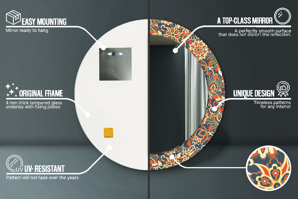 Runder spiegel aufdruck Blumen-Jahrbuch-Illustration