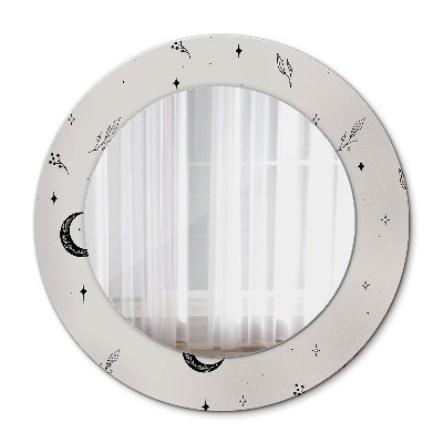 Runder spiegel mit dekoration Doodle Blumenpflanzen