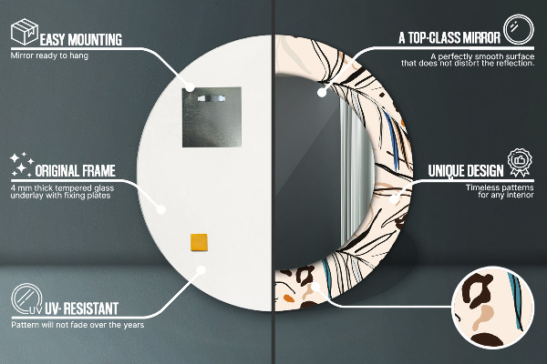 Runder spiegel mit dekoration Blumen mit einem Dschungelmuster