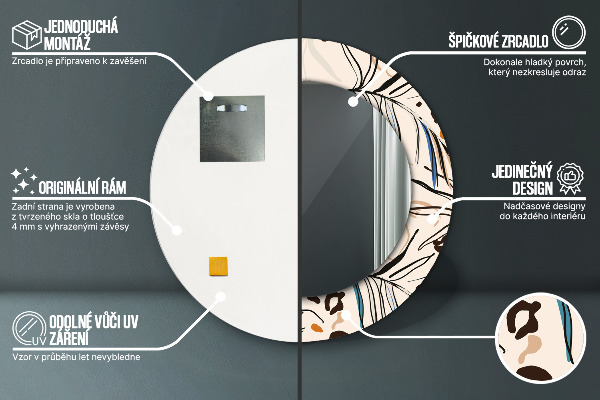 Runder spiegel mit dekoration Blumen mit einem Dschungelmuster