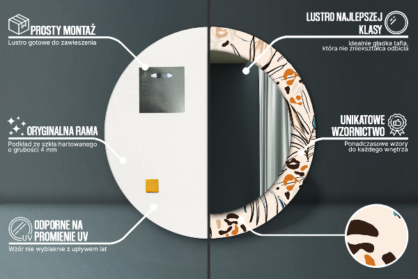 Runder spiegel mit dekoration Blumen mit einem Dschungelmuster