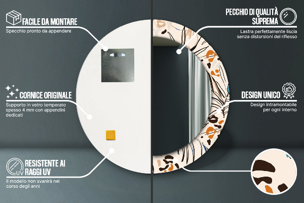 Runder spiegel mit dekoration Blumen mit einem Dschungelmuster