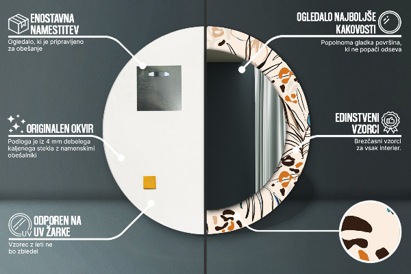 Runder spiegel mit dekoration Blumen mit einem Dschungelmuster