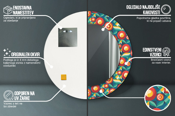 Runder spiegel mit dekoration Geometrische Früchte und Blätter