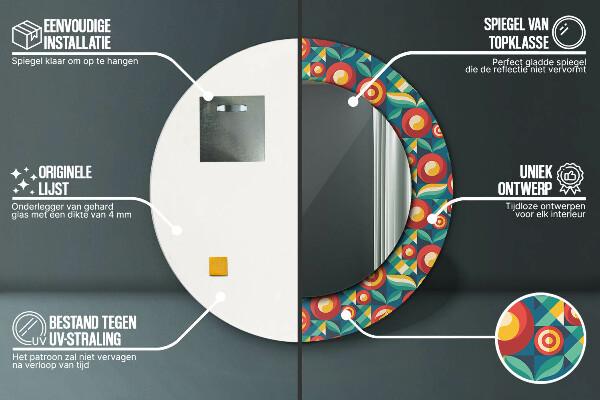 Runder spiegel mit dekoration Geometrische Früchte und Blätter