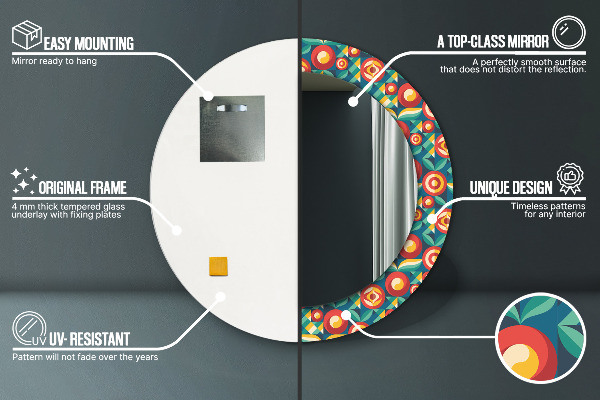 Runder spiegel mit dekoration Geometrische Früchte und Blätter