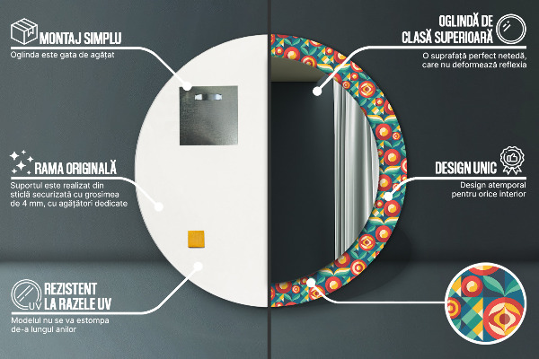 Runder spiegel mit dekoration Geometrische Früchte und Blätter