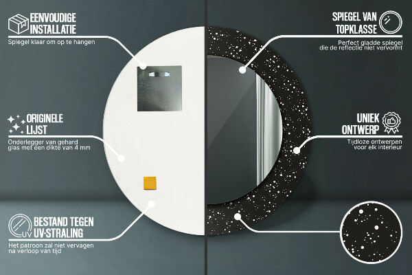 Runder spiegel bedrucktem rahmen Chaotische Punkte