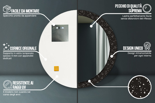 Runder spiegel bedrucktem rahmen Chaotische Punkte