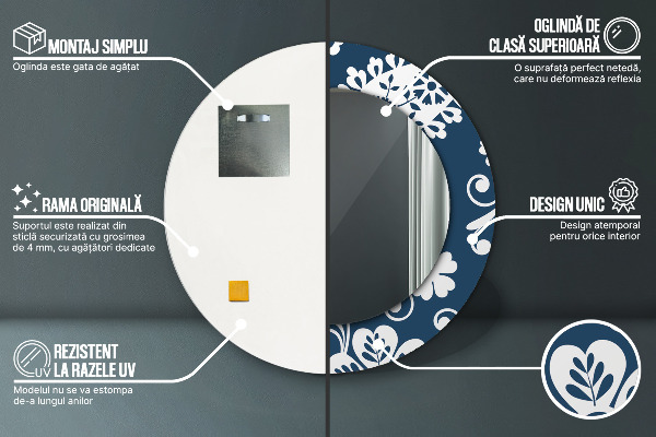 Runder spiegel bedrucktem rahmen Paisley Komposition