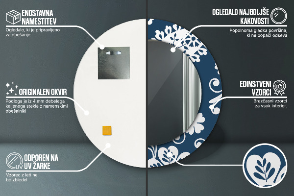 Runder spiegel bedrucktem rahmen Paisley Komposition