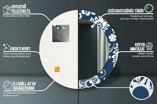 Runder spiegel bedrucktem rahmen Paisley Komposition