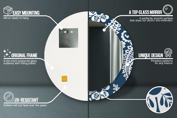 Runder spiegel bedrucktem rahmen Paisley Komposition