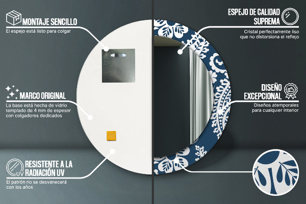 Runder spiegel bedrucktem rahmen Paisley Komposition