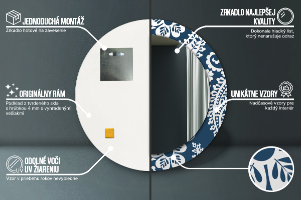 Runder spiegel bedrucktem rahmen Paisley Komposition