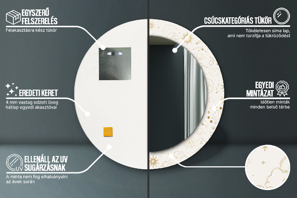 Runder spiegel bedrucktem rahmen Mystisches esoterisches Muster