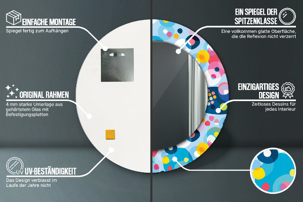 Runder spiegel bedrucktem rahmen Farbenfrohe Dornen