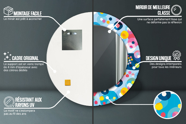 Runder spiegel bedrucktem rahmen Farbenfrohe Dornen