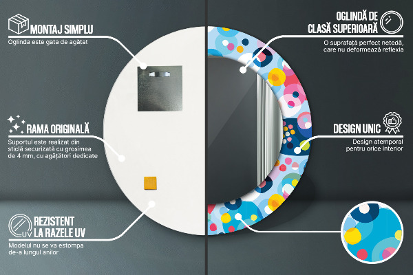 Runder spiegel bedrucktem rahmen Farbenfrohe Dornen