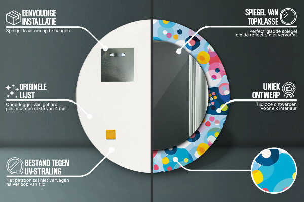 Runder spiegel bedrucktem rahmen Farbenfrohe Dornen