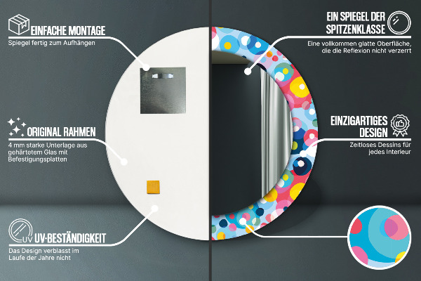 Runder spiegel bedrucktem rahmen Farbenfrohe Dornen