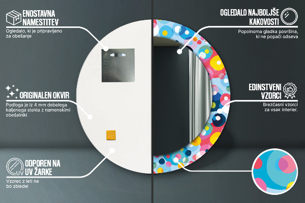 Runder spiegel bedrucktem rahmen Farbenfrohe Dornen