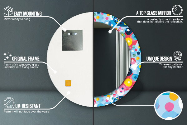 Runder spiegel bedrucktem rahmen Farbenfrohe Dornen