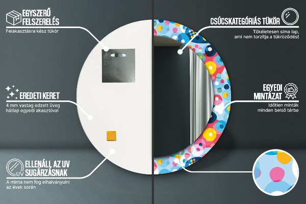 Runder spiegel bedrucktem rahmen Farbenfrohe Dornen