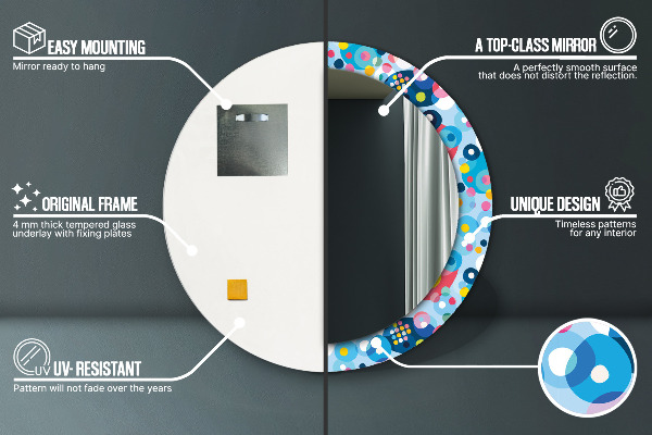 Runder spiegel bedrucktem rahmen Farbenfrohe Dornen