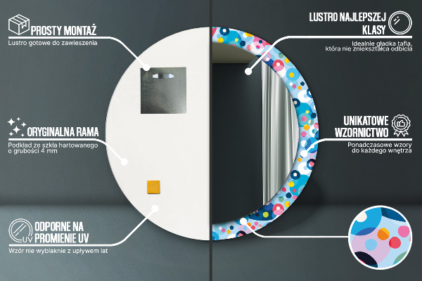 Runder spiegel bedrucktem rahmen Farbenfrohe Dornen