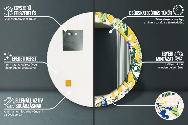 Runder spiegel aufdruck Blaue und gelbe Orchideen