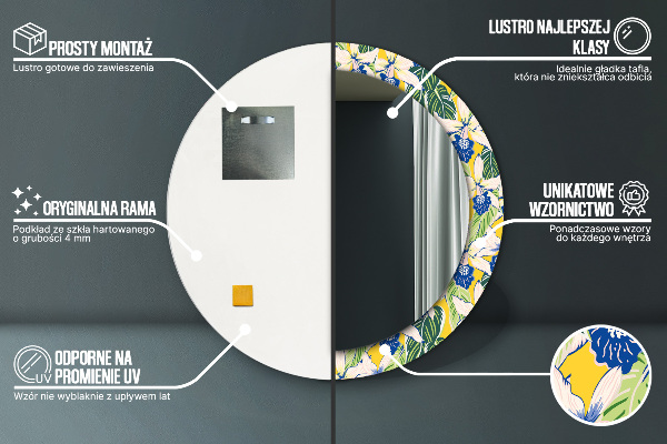 Runder spiegel aufdruck Blaue und gelbe Orchideen