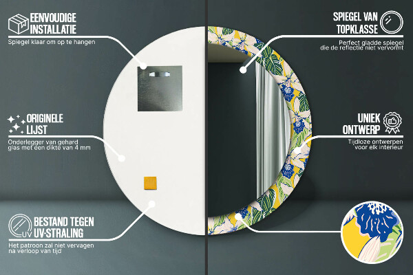 Runder spiegel aufdruck Blaue und gelbe Orchideen