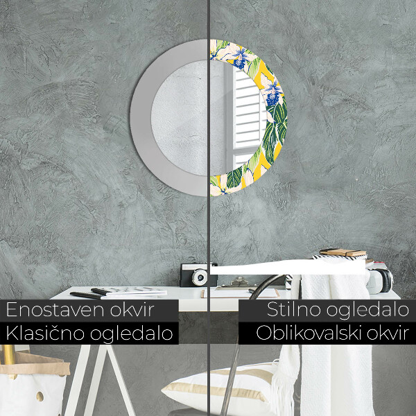 Runder spiegel aufdruck Blaue und gelbe Orchideen