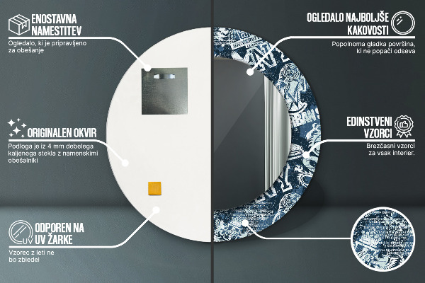 Runder spiegel aufdruck Collage