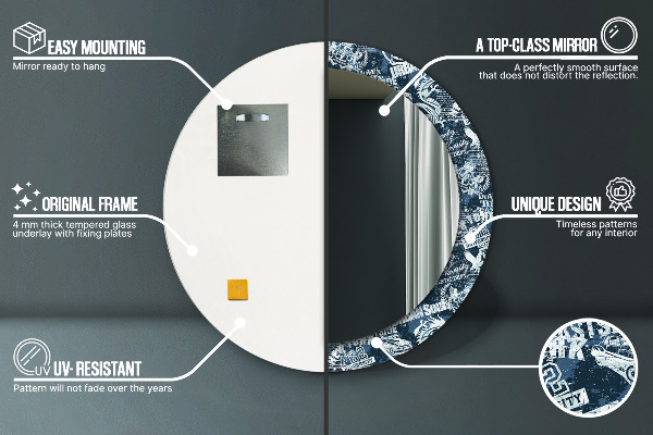 Runder spiegel aufdruck Collage