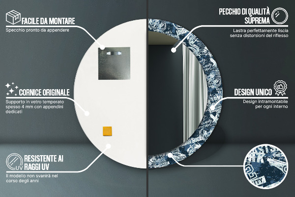 Runder spiegel aufdruck Collage