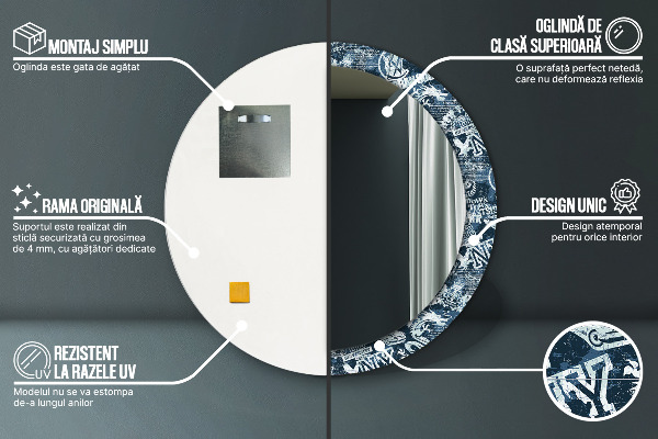 Runder spiegel aufdruck Collage