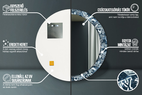 Runder spiegel aufdruck Collage