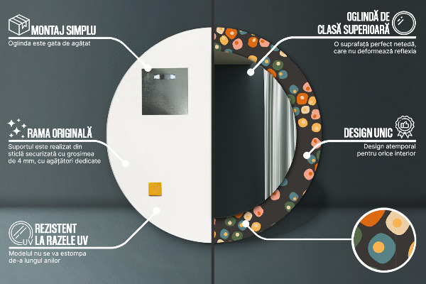 Runder spiegel mit dekoration Blumenpunkte