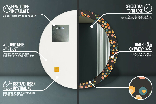 Runder spiegel mit dekoration Blumenpunkte