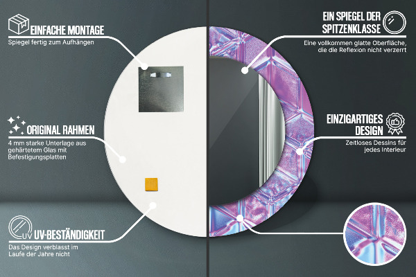 Runder spiegel bedrucktem rahmen Zusammenfassung surreal