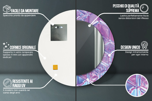 Runder spiegel bedrucktem rahmen Zusammenfassung surreal