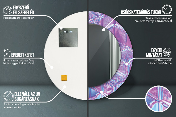 Runder spiegel bedrucktem rahmen Zusammenfassung surreal