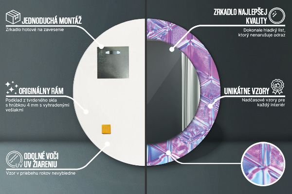 Runder spiegel bedrucktem rahmen Zusammenfassung surreal