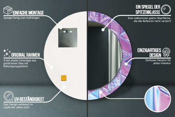 Runder spiegel bedrucktem rahmen Zusammenfassung surreal