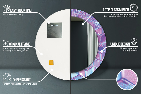 Runder spiegel bedrucktem rahmen Zusammenfassung surreal