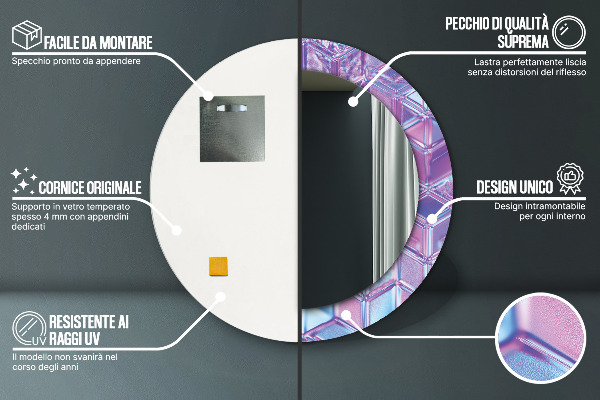 Runder spiegel bedrucktem rahmen Zusammenfassung surreal